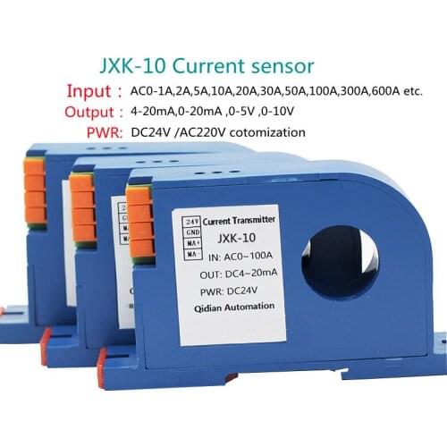 Hall effect sensor split core ac current transmitter with DC0-10V output current sensor DC24V JXK-7