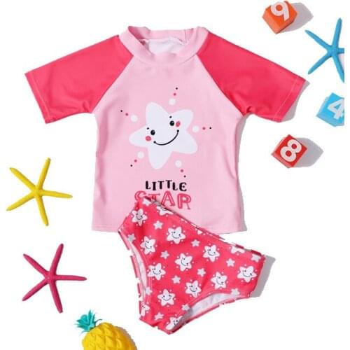 Children 2 Pcs Swimsuit Kids Baby Girls Swimwear Boys Long Sleeve Surfing Wear Bathing Suit Baby Sandy Rash Guard Swim Suit 2-9Y