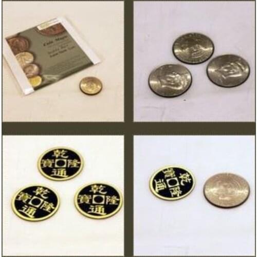 Double Face Super Triple Coin (Gimmick And DVD) Coin Magic Tricks,Mentalism,Street,Accessories,Stage,Close Up,Comedy,Toys