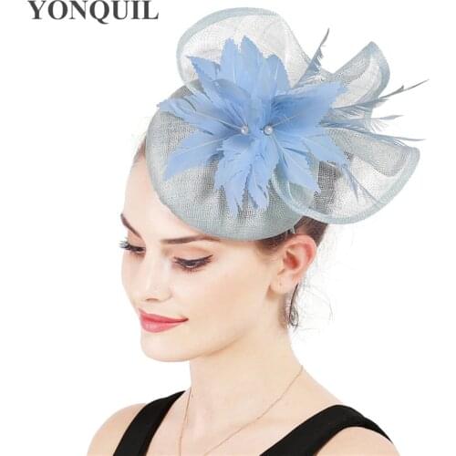 Bride Marriage Fascinators Hat Headband Hair Accessories Photography Hemp Hat Bridal Hats Wedding Headpiece With Fancy Feathers