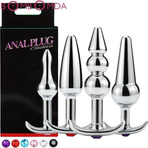 Dildo Butt Plug With Diamond Sex Toys for Women and Men Metal Anal Plugs Anus G spot Stimulator Stainless Steel Adult Sex Toys