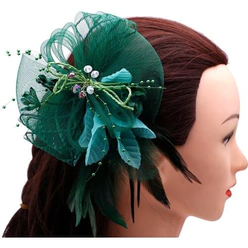 1PCS Green feather headdress and dress collocation a corsage amphibious wedding bride hair bride headdress, Christmas gifts