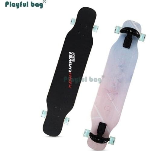 Playful Bag Long Skateboard for adult Doule rocker street board toys Flashing four-wheels longboard 106CM AMA25