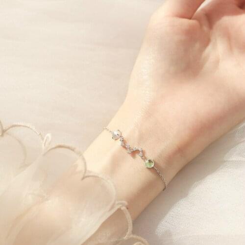 KISSLOVE Fashion Jewelry Silver Big Dipper Star Charm Bracelet Moonstone Star Sparkling Zircon Bracelets For Women Girl Gift