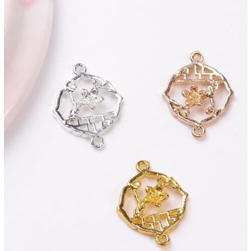 20 Pieces/Lot 17*13mm Metal Flower Ornament Connector Pendant Diy Connectors For Jewelry Making