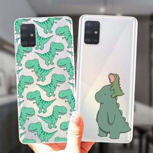 Cute Dinosaur Baby Phone Case For Samsung Galaxy A51 A71 A21S A01 A10 A11 A20 A30 A31 A40 A41 A50 A70 A7 A8 Soft Silicone Cover