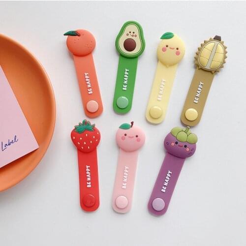 Cute Data Cable Silicone Cable Winder Creative Button Headphone Cable Fruit Organizer Hub