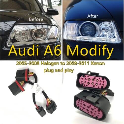 CZMOD Car Headlight Modification Upgrade Special Transfer Wiring Adapter Harness For Audi A6 From 05-08 Halogen To 09-11 Xenon