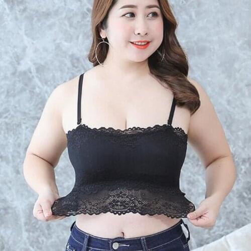 Fashion Women Lace Large Size Wrapped Chest No Steel Ring Anti-light Adjustable Sling Chest Pad Lace Bra Tops Wholesale