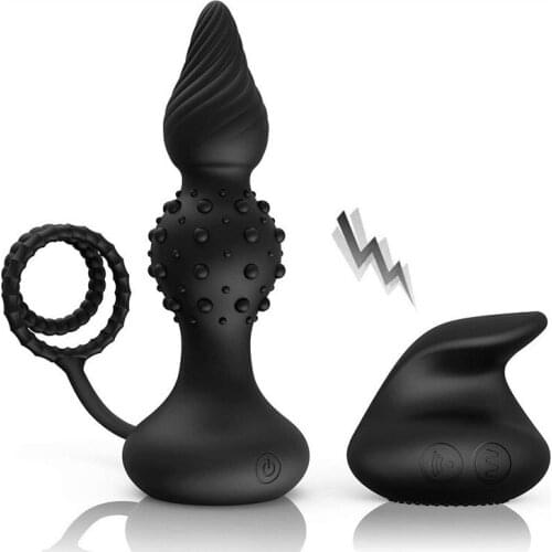 Male Prostate Massage Vibrator Anal Plug Silicone Cockring Butt Vagina Stimulator Delay Ejaculation Penis Ring Sex Toys For Men