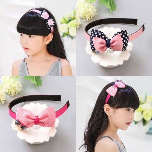 New girls wave dot bow headband fashion simple cute fresh fabric non-slip headband birthday gift headdress hair accessoriesJA207