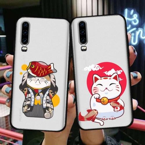 Get Rich Cat Good Luck Japan Style Anime Transparent Clear Phone Case For Huawei Honor 20 10 9 8A 7 5T X Pro Lite 5G Etui Coq