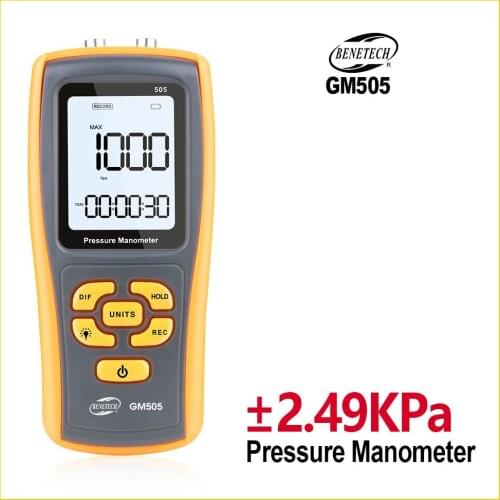 Portable High Precision Digital Pressure Gauge Micro-Pressure Gauge Differential Manometer Gauge GM505-BENETECH