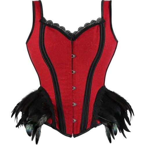 Sexy Womens Wedding Waistcoat Mesh Grid Lingerie Basque Corselet Floral Lace Overlay Corset Overbust Feather Bustier