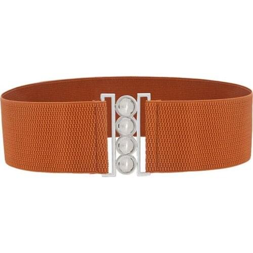 Wide Waist Seal Elastic Stretch Belt Womens Metal Buckle Waist Belt Multi-color Female all-matched Shirt Sash Dress Belt