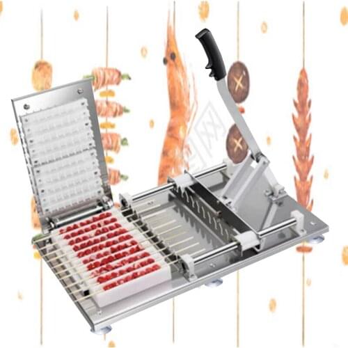 Manual Mutton Kebab Machine BBQ Skewer String Making Machine Desktop Meat Lamb Satay Skewer