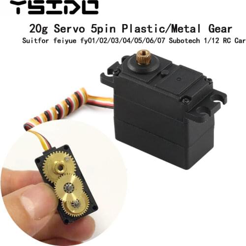 20g Servo 5pin Plastic/Metal Gear 4.8-6V for Feiyue FY01 FY02 FY03 FY04 FY05 FY06 FY07 SUBOTECH 1/12 RC Car Truck Crawler