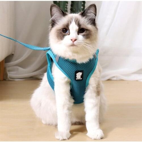 Cat Harness and Leash Set Escape Proof Cat Walking Harness with Leash Breathable Mesh Pet Harness for Cats Small Dogs Reflective
