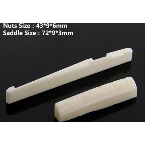 Acoustic Guitar Bone Bridge Saddle and Nut & Rosewood Bridge Pins Abalone Dot