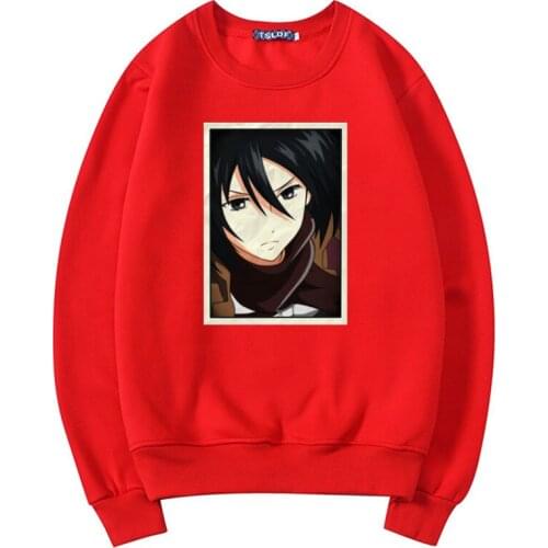 Harajuku Streetwear Attack on Titan Anime Sweatshirt Funny Mikasa Ackerman Printed Graphic Long Sleeve Hoody Casual Pullovers
