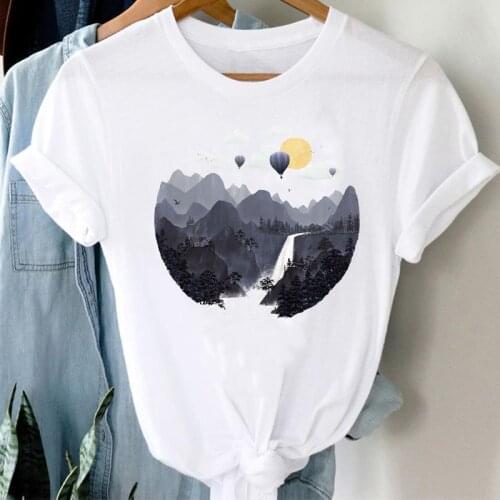 T-shirts Women Hot Balloon Travel Spring Summer Cute 90s Girl Fashion Clothes Stylish Tshirt Top Lady Print Sweet Tee T-Shirt