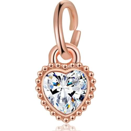 1Pcs New Heart Rhinestone Pendant DIY Beads Suitable for Original Pandora Charm Bracelet Ladies Jewelry Making Gifts