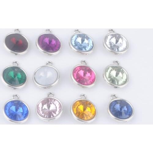 12pcs/lot) High quality Zinc Alloy birthstone charms pendant fit DIY bracelet & necklace for birthday gift C024