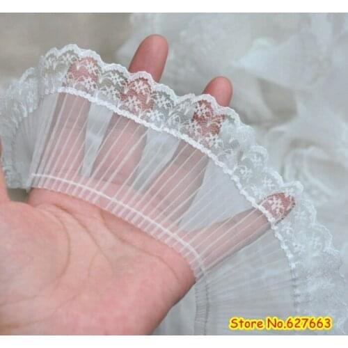15yards/lot 7cm pleated lace for DIY craft garment accessories,Free Shipping