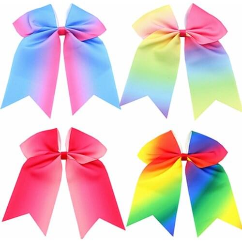 16*20 CM Gradient Grosgrain Ribbon Bowknot Baby Ponytail Hairband Colorful Striped Handmade Bows Infant Headwear Birthday Gifts