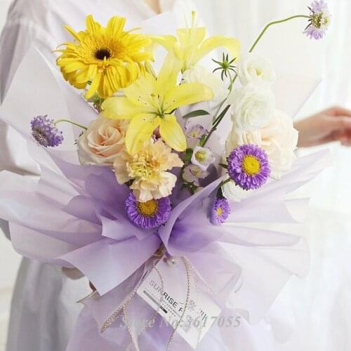 20pcs Summer Cream Paper Waterproof Glass Bouquet Gift Package Flower Paper Flower Wrapping Paper Material Party Favors