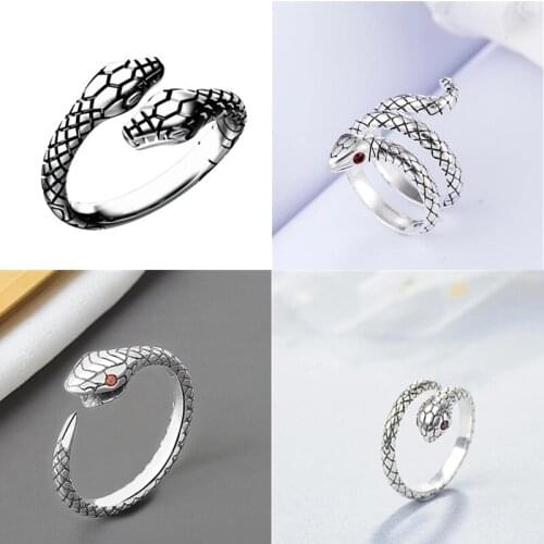 2021 Hot Vintage 925 Sterling Silver Snake Charm Finger Rings For Women Girls Party Jewelry Anillos A008