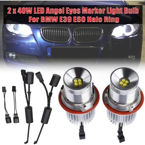 2x 40W LED Angel Eyes Marker Light Bulb Error Free Fit For BMW E39 E60 Halo Ring