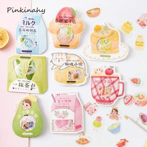 40Pcs/lot Kawaii Snacks Milk Decoration Sticker DIY Scrapbooking Label Diary Album Sticker Escolar Japanese Sticker Stationery