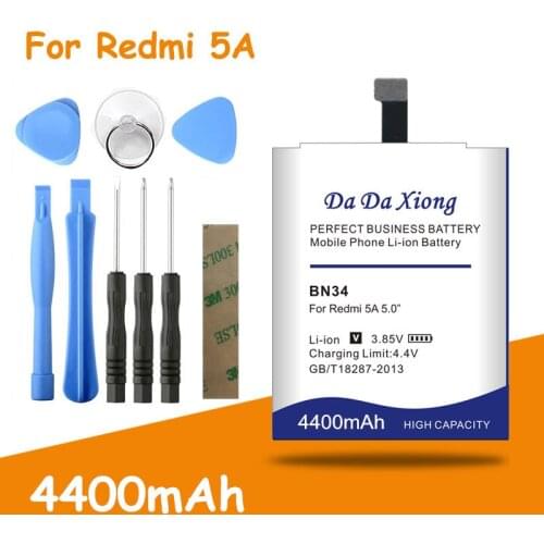 High Capacity 4400mAh BN34 Battery for Xiaomi Redmi 5A 5.0" Replacement batteries + free tools Free shipping