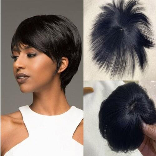 Black 13x15cm Silk Base 2.5x9cm Hair Toppers 100% Human hair Toupee For Women Machine Remy Hair Piece Clip In Hair Extensions