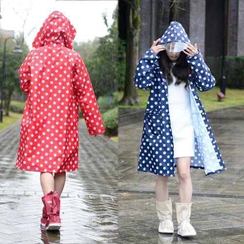 Hooded Raincoat Women Men Poncho Waterproof Long Dots,Outdoor Travel Rain Coat Jackets Female Cloak Chubasqueros Mujer
