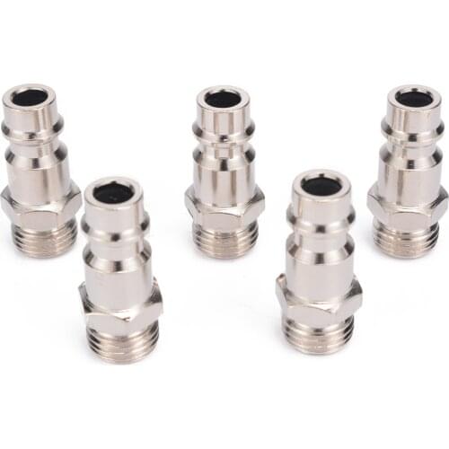 5pcs Copper Iron Euro Air Line Hose Fitting 1/4" BSP Male Quick Release Air Compressor Connector 33x11mm