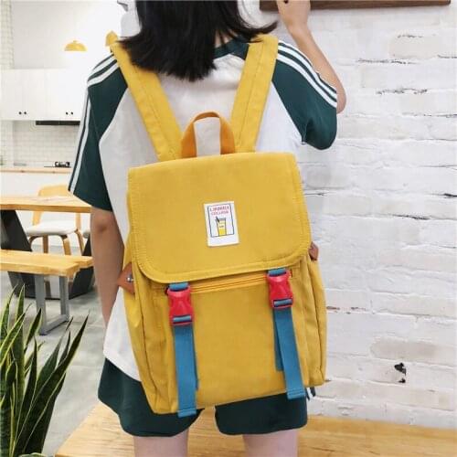 Canvas School Bags For Women Korean Harajuku Backpack College Students Backpack Simple Retro Shoulder Bag For Teen Girls Bookbag