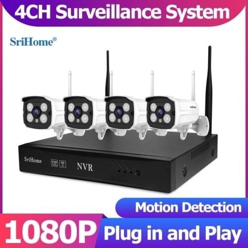 SriHome 1080P Wifi IP Camera NVR Kit 4CH WIFI Smart Home Security Camera Set CCTV Camera Security System Kit Video Surveillance