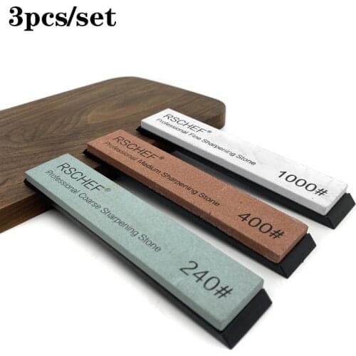 3PCS Big Size Professional Sharpening Stone Angle Kitchen Knife Sharpener Grindstone White Corundum Whetstone Fast Knife Tools