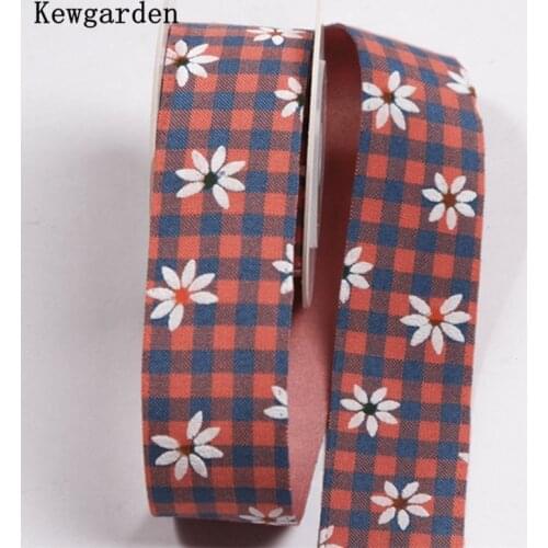 Kewgarden Plaid Daisy Ribbons 1-1/2" 40mm Flower Gift Packing DIY Hairbow Accessories Handmade Cartfs Sewing 10 Yards