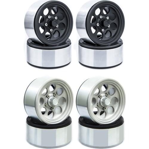 4Pieces Aluminum Alloy 1.9 Beadlock Wheels Rims for 1:10 RC Crawler SCX10 90046 TRX4 D90 RC Car Parts Replacement