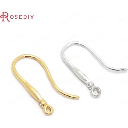 37841)12PCS Height 20MM 24K Gold Color Brass and Zircon Earrings Hooks Jewelry Making Supplies Diy Findings Accessories
