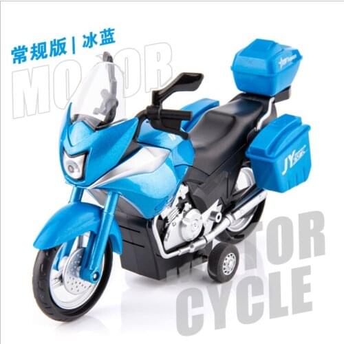 Simulation motorcycle childrens acousto-optic return force alloy car pendulum model toy childrens birthday gift blue moto