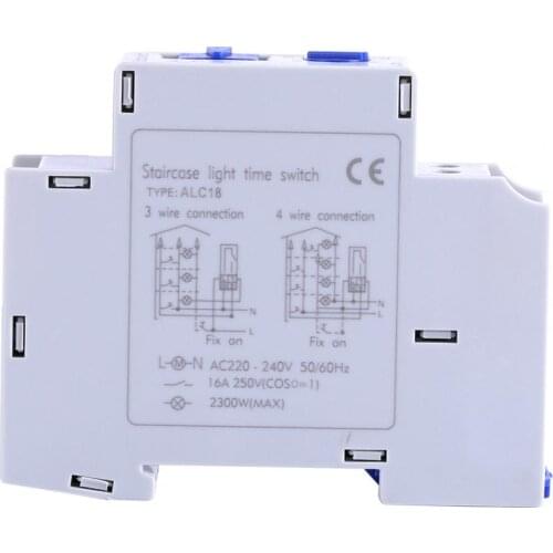 220VAC Timer Switch 16A ALC18 Din Rail Staircase Lighting timer relay for Corridor Lighting Mechanical Din Rail Electronic Timer
