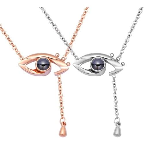 Trendy Stainless Steel Eyes Pendants Necklaces For Women Charm Rose Gold Color/steel Girls collar Jewelry Gift
