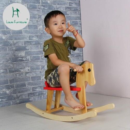 Louis Fashion Childrens Chair Solid Wood Baby Trojan Rocking Chair Toy Gift Modern