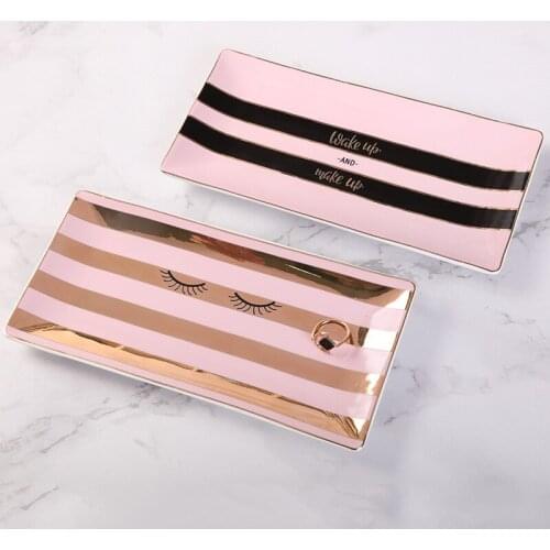 New Creative Stripe Rectangular Texture Ceramic Love Ornament Board Home Decoration Board of Hotel Shopping Mall Snack Board