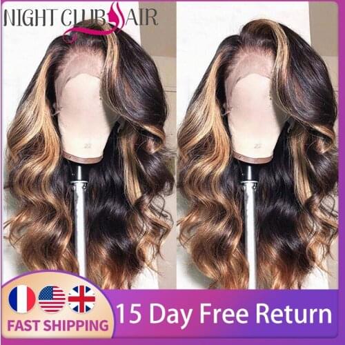 Body Wave Lace Front Wig Brazilian Colored T Part Human Hair Wigs Honey Blonde Highlight Glueless Remy 13x1 Lace Wigs For Women