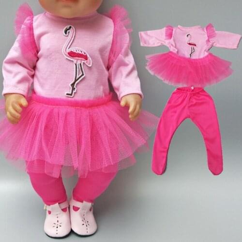 Doll clothes for 43cm born Baby Dolls Pink flamingo tutu dress for 18 inch girls doll princess dress toys clothes bebe doll wear